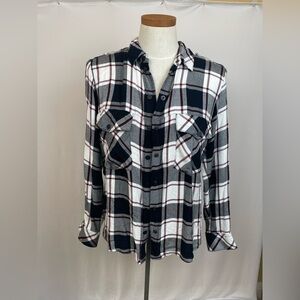 Sanctuary Tartan Plaid Boyfriend Flannel Shirt Womens size Medium